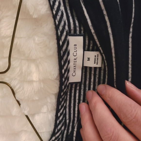 Women's navey and white striped top - Picture 2 of 3